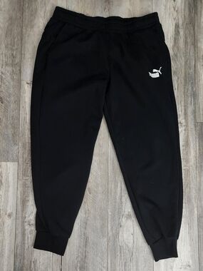 Puma Black Jogger Track Pants with White Logo